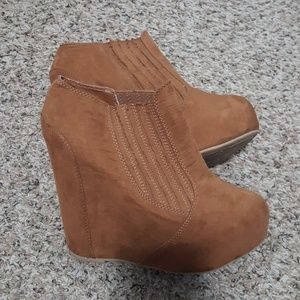 Tan suede wedges